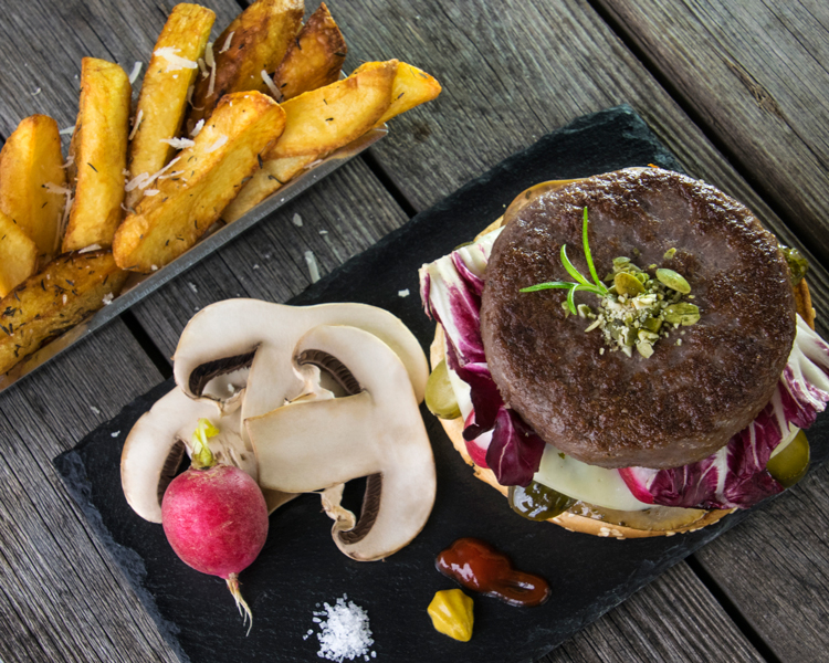 Hamburguesa en plano superior
